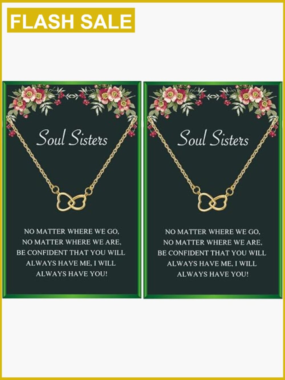 Matching BFF Necklace Set for 2 Friendship Jewelry with Card